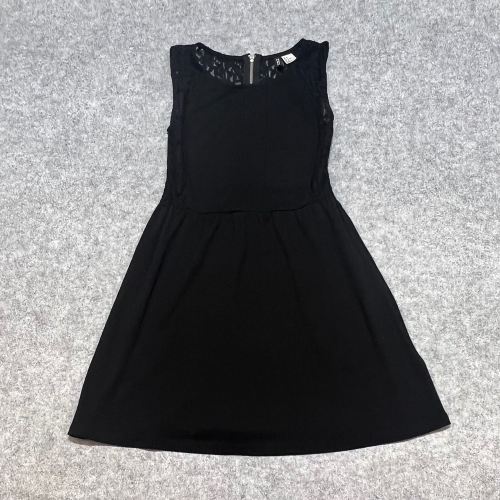 H&M Divided Womens Black Lace Fit and Flare Sleeveless Skater Dress Size 4